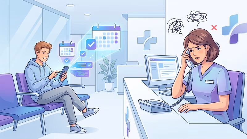 Recepcionista frustrada ao telefone